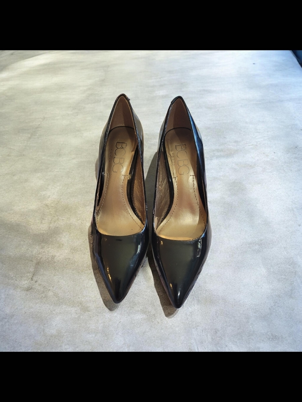 BCBG Black Patent Pointed Pumps